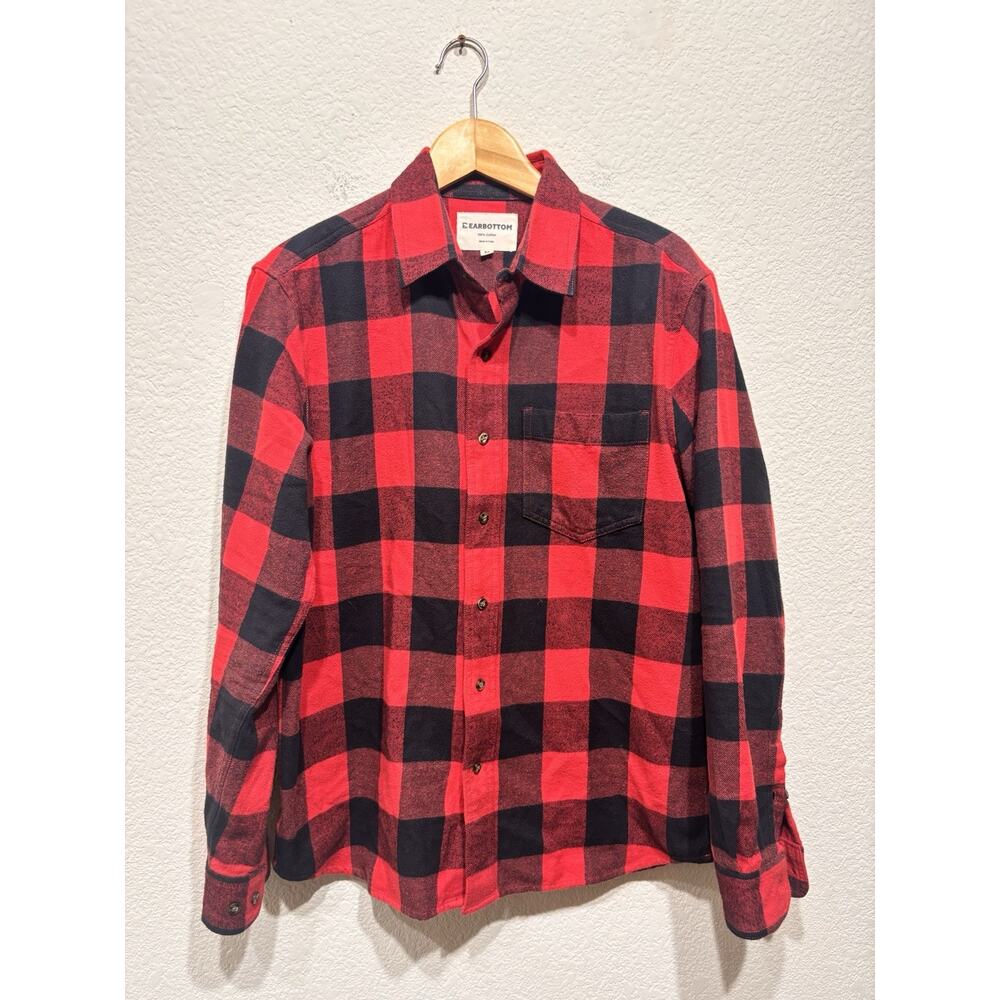 bearbottom flannel shirt red black lumberjack medium